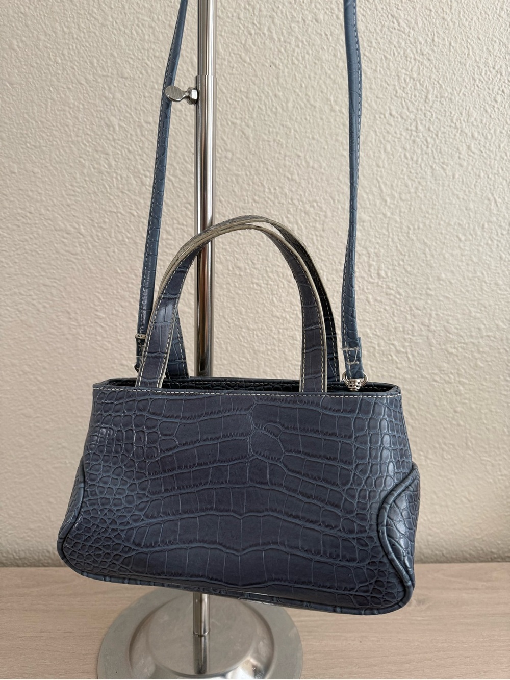 Tommy Hilfiger Navy Croc-Embossed Shoulder Bag